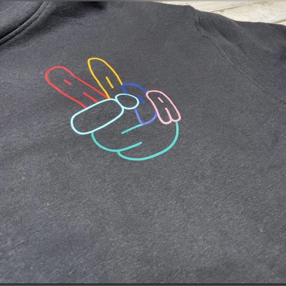 $65 ADIDAS ORIGINALS MEN'S PEACE SIGN TREFOIL HOODIE BLACK Size: Large - Picture 3 of 4